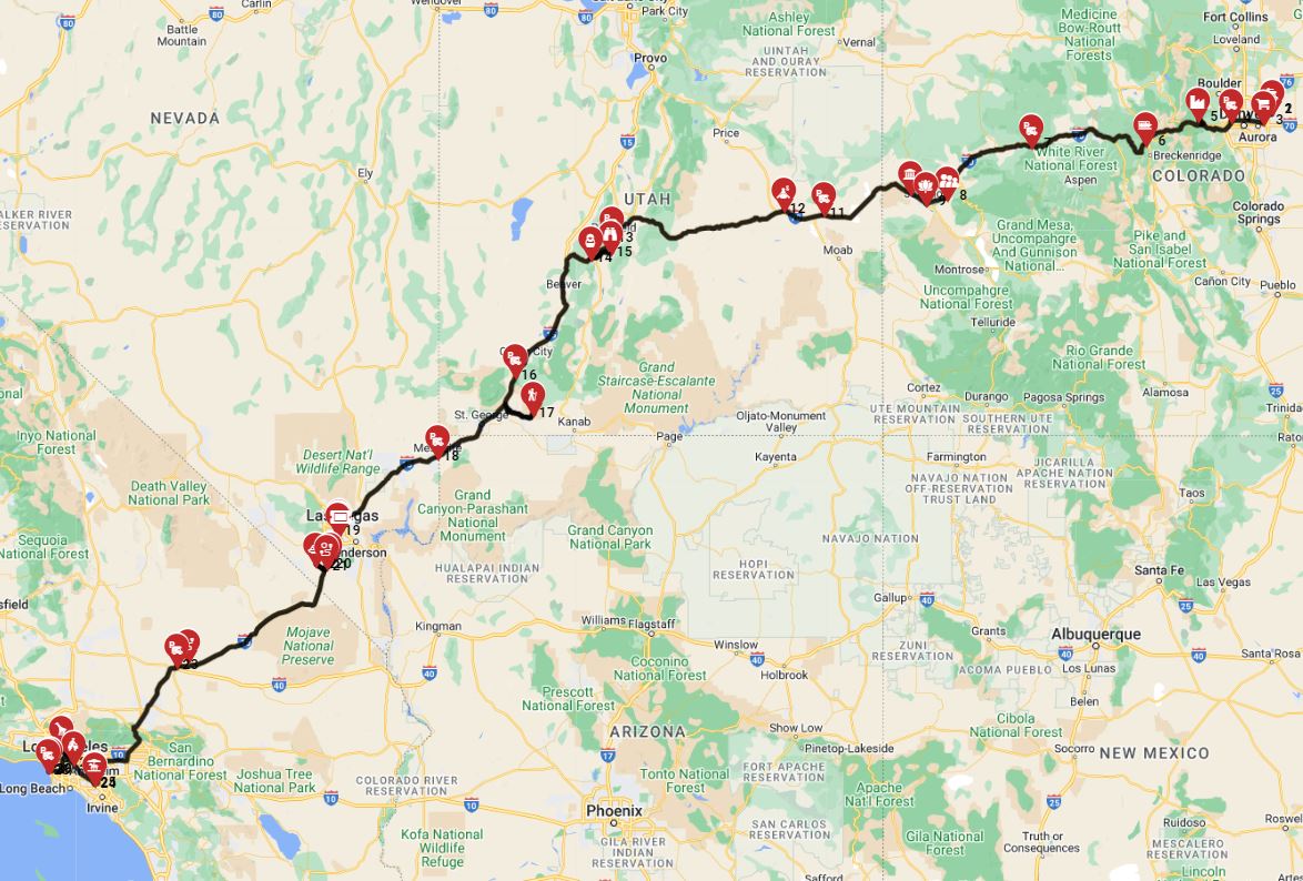 driving a motorhome from Denver to Los Angeles